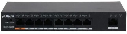 Коммутатор Dahua DH-PFS3009-8ET1GT-96 8x100Мбит/с 1x1Гбит/с 7PoE+ 1PoE++ 96W неуправляемый | код 1521333 | Dahua