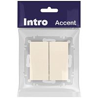 Выключатель Intro Accent 6-104-02 двойной, 10А-250В, IP20, СУ, AL/CU, слоновая кость | код Б0063482 | ЭРА