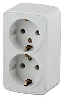 Розетка 2х2P+E Schuko, 16A-250В, ОУ, Polo, белый, 3-204-01 | код Б0036100 | ЭРА