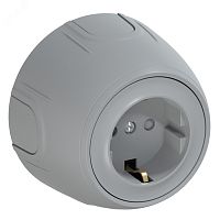 Розетка с заземлением Rotondo, защитные шторки, винтовые контакты, цвет серый | код 7700879 | OneKeyElectro