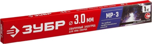 Электроды Зубр 40011-3.0 D3мм L350мм 1000гр | код 1529360 | ЗУБР