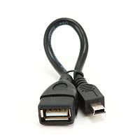 Кабель USB 2.0 OTG Cablexpert A-OTG-AFBM-002, USBAF/Mini-BM, 0.15м, черный, пакет | код A-OTG-AFBM-002 | Cablexpert