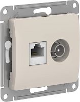 GLOSSA РОЗЕТКА двойная ТВ + компьютерная RJ45, кат. 5Е, механизм, МОЛОЧНЫЙ | код GSL000989 | Systeme Electric