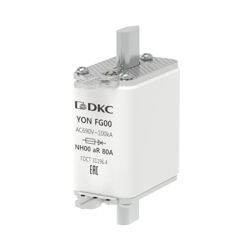 Предохранитель YON ножевого типа FG00 80А 690V характеристика aR | код 1FG00-0080-690V-AR | DKC