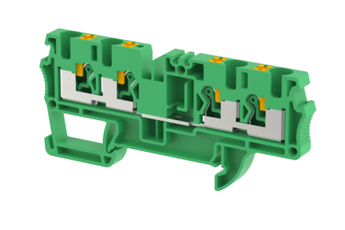 Клемма проходная PUSH-IN 4 мм2, на 4 подключения, зеленая PQ4-2x2-GREEN | код 3103060003 | Elmex