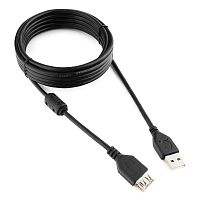 Кабель удлинитель USB2.0 Pro Cablexpert CCF-USB2-AMAF-10, AM/AF, 3м, экран, феррит.кольцо, черный, пакет | код CCF-USB2-AMAF-10 | Cablexpert