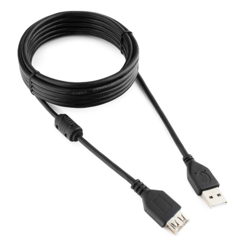 Кабель удлинитель USB2.0 Pro Cablexpert CCF-USB2-AMAF-10, AM/AF, 3м, экран, феррит.кольцо, черный, пакет | код CCF-USB2-AMAF-10 | Cablexpert