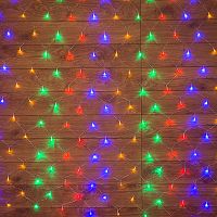 Гирлянда Сеть 1,5х1,5 м, прозрачный ПВХ, 96 LED мультиколор | код 215-109 | NEON-NIGHT