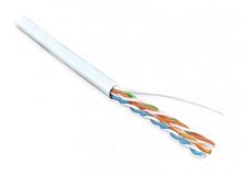 Кабель витая пара неэкран. U/UTP категория 5e 4 пары (24 AWG) одножильный (solid) LSZH нг(С)-HF белый, Hyperline UUTP4-C5E-S24-IN-LSZH-WH-305 (305 м) | код 257784 | Hyperline