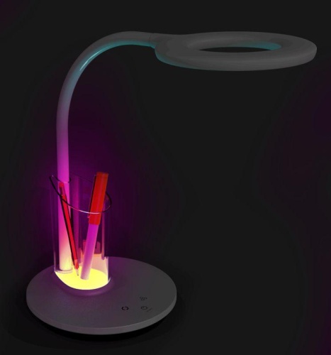 Светильник настольный KD-826 C01 LED 8Вт 230В 480лм сенсор. RGB-подсв. рег. ярк/цветов. темп. пенал бел. Camelion 14145 фото 3