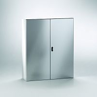 Щит моноблочный 1000x1000x300мм (ВxШxГ) из нерж. стали навесной с монт. панелью двудверный, ригельный замок, дно глухое, IP55 | код EC101030X | ETA
