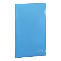 Папка-уголок жесткая BRAUBERG, синяя, 0,15 мм, 221642 | код 221642 | BRAUBERG