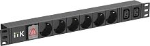ITK PDU 6 розеток немецкий стандарт + 2 С13 с LED выключателем 1U кабель 2м вилка немецкий стандарт | код PH12-6D2C131-P | IEK
