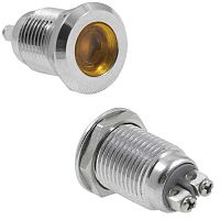 Индикатор антивандальный RUICHI GQ12D-Y, желтый, M12, IP65, никелированная латунь | код 114117 | Ruichi