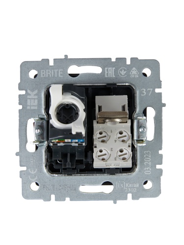 BRITE Розетка двойная RJ11+RJ45 кат.5E РК/Т12-БрШ шампань | код BR-KT20-O-1-K37 | IEK фото 2 BRITE Розетка двойная RJ11+RJ45 кат.5E РК/Т12-БрШ шампань | код BR-KT20-O-1-K37 | IEK фото 2