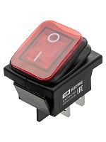 KCD4-201N/HS 250В AC/DC, 2P, 15А, (4с), ON-OFF, черный корпус, красная клавиша, LED, IP54 TDM | код SQ0746-0165 | TDM