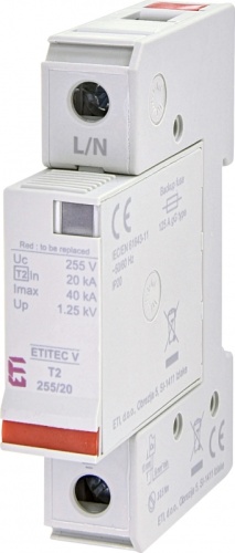 Ограничитель перенапряжения ETITEC V 2T2 255/20 (3+1) RC | код 002442951 | ETI