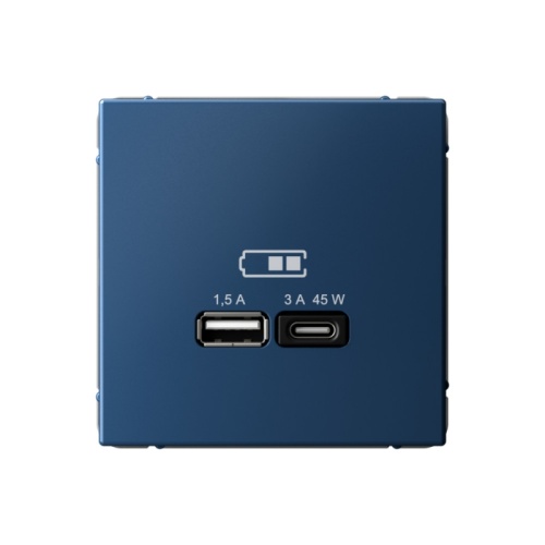 ARTGALLERY USB РОЗЕТКА A + тип-C 45Вт высокоскор.заряд. QC, PD, механизм, АКВАМАРИН | код GAL001129 | Systeme Electric