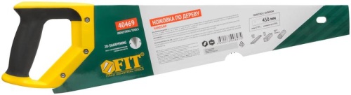 Ножовка по дереву, крупный кален.зуб 5 ТPI с запилом 7 ТPI, 2D заточка, пласт.прорезинен.ручка 450 мм | код 40469 | FIT фото 4