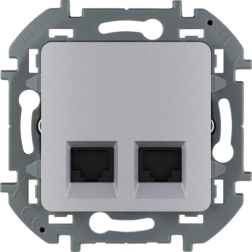 Механизм розетки компьютерной RJ45 2-м Inspiria CAT.6 UTP алюм. Leg | код 673842 | Inspiria(группа Legrand)
