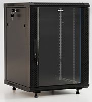 Шкаф настенный TWB-FC-1866-GP-RAL9004 19дюйм. 18U 908х600х600мм стекл. дверь с перфорацией по бокам ручка с замком с возмож. установки на ножки черн. (разобранный)