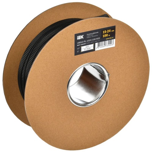 Оплетка кабельная 15-24мм полиэстер 100м черная IEK | код UBS10-PL-1524-100-K02 | IEK