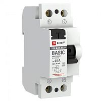 Устройство защитного отключения УЗО ВД-40 2P 40А/30мА электронный Basic | код. elcb-2-40-30e-sim | EKF