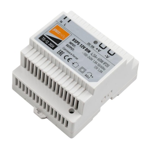 Блок питания (драйвер) на DIN-рейку для светодиодной ленты 60Вт 12В IP20 3г.гар Jazzway | код 5049963 | JazzWay фото 6