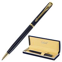 Ручка подарочная шариковая GALANT Arrow Gold Blue , корпус темно-синий, золотистые детали, пишущий узел 0,7 мм, синяя | код 140653 | GALANT