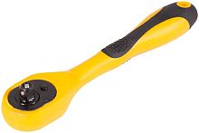 Вороток (трещотка), механизм легированная сталь 40Cr, полностью прорезиненная ручка, 1/4'', 72 зубца | код 62358 | FIT