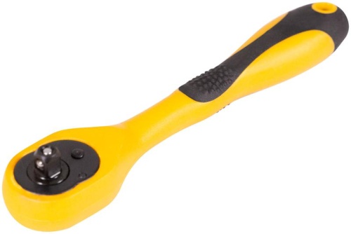 Вороток (трещотка), механизм легированная сталь 40Cr, полностью прорезиненная ручка, 1/4'', 72 зубца | код 62358 | FIT