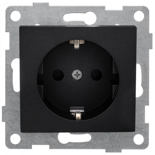 GUSI Bravo механизм розетки 1-ой с/з с з/ш, скрытая установка, 16А, 250В. Цвет графит. | код С10Р4-010 | GUSI ELECTRIC