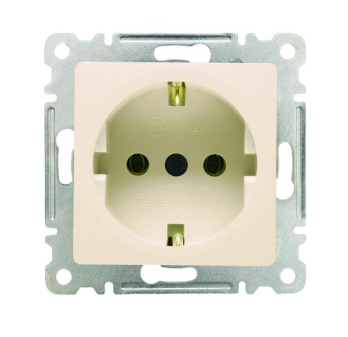 Розетка 1-м СП Lillium 10А с заземл. с панелью механизм крем. Makel 30010028