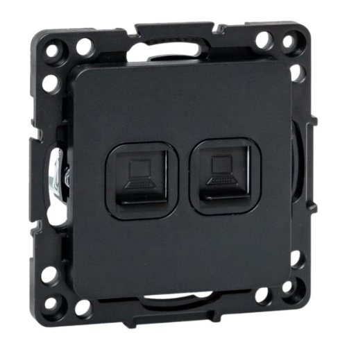 Стокгольм Механизм Розетки RJ-45 2-местной черный EKF | код EZK02-035-10 | EKF