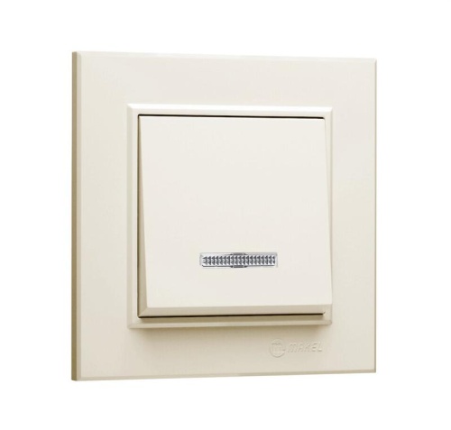 Выключатель 1-кл. СП Karea 10А IP20 с подсветкой крем. Makel 56010021