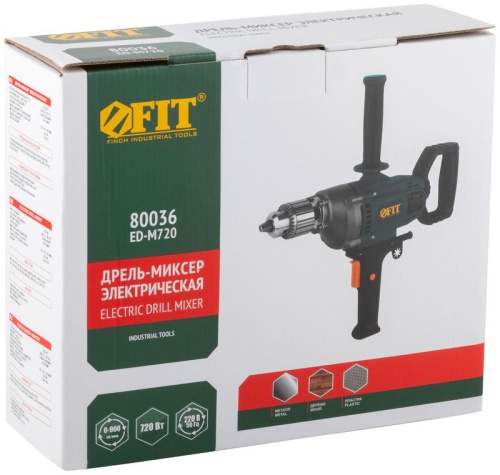 Дрель-миксер 720Вт 0-900об/мин КлП 3-16мм корпус метал. FIT 80036 фото 4