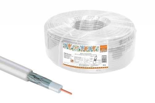 Кабель коаксиальный RG 6 CCS (100м) для внутр. прокладки белый народный ТРТС | код SQ0106-0103 | РЭМЗ ТМ