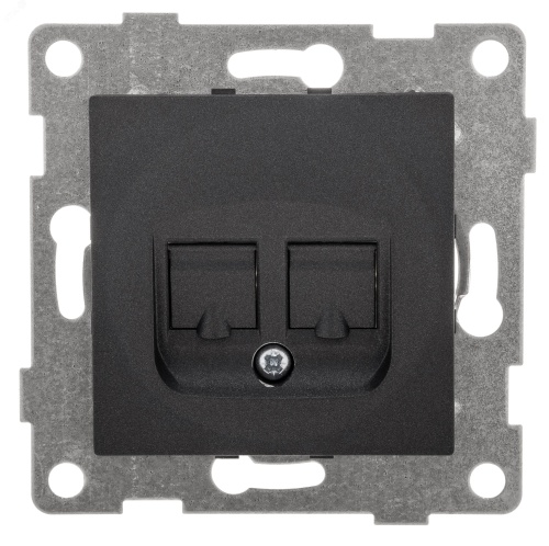 GUSI Ugra механизм розетки компьютерной и телефонной (RJ45, RJ12), скрытая установка. Цвет графит. | код С11КТ-010 | GUSI ELECTRIC