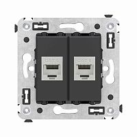 Компьютерная розетка RJ-45 без шторки в стену, кат.6 двойная экранированная, Avanti, Черный матовый | код 4412794 | DKC