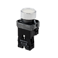 Кнопка плоская белая с подсветкой, 24V AC/DC, 1NO, IP67, металл MTB2-BWF3171 | код 132656 | MEYERTEC