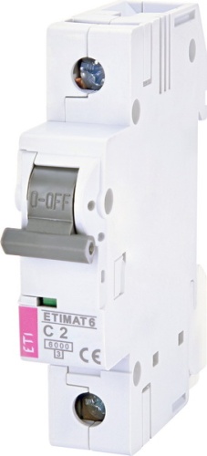 Автоматический выключатель ETIMAT 6 1p C 2A (6kA) | код 002141508 | ETI