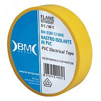 Изолента ПВХ 19 мм x 25 м, цвет желтый | код BM-ESB1925GI | BM Group