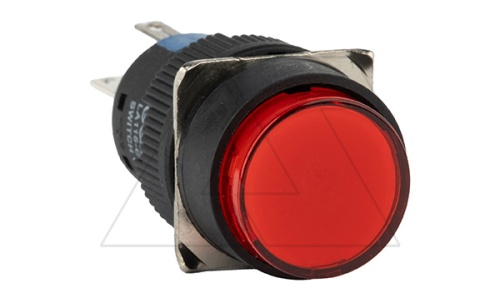 Кнопка плоская LA115-C, возврат, красная, круглая, 1NO+1NC, 16mm, IP65 | код LA115-C-11A/R-IP65 | GQELE