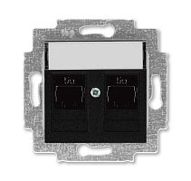 Розетка информационная ABB Levit двойная 2хRJ45 категория 5e антрацит 5014H-A51018 63W | код 2CHH295118A6063 | ABB