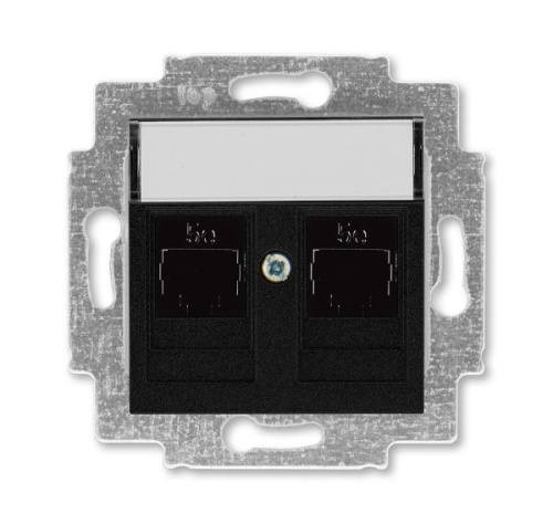 Розетка информационная ABB Levit двойная 2хRJ45 категория 5e антрацит 5014H-A51018 63W | код 2CHH295118A6063 | ABB