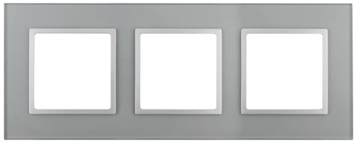 Рамка на 3 поста, стекло, Эра Elegance, алюминий+алюм, 14-5103-03 | код Б0034508 | ЭРА