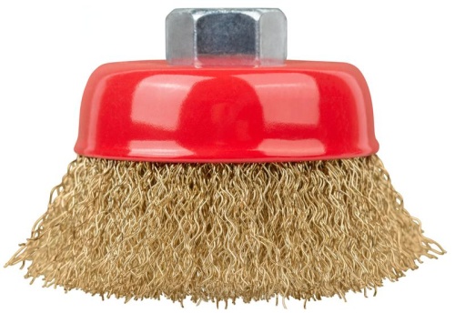 Кордщетка-чашка, гайка М14, стальная латунированная волнистая проволока 65 мм | код 39265 | FIT фото 4 Кордщетка-чашка, гайка М14, стальная латунированная волнистая проволока 65 мм | код 39265 | FIT фото 4