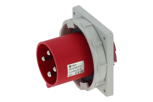 Вилка встраиваемая 63A/400V/3P+E/IP67, фланец 106x110 | код CA3656 | INPIN