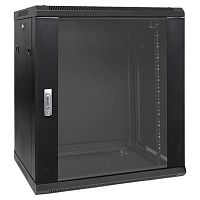 Шкаф настенный 19 TERACOM PRO 12U 600х450 мм дверь стеклянная с замком-ручкой чёрный | код TRP-WLL-1264-40B | EKF