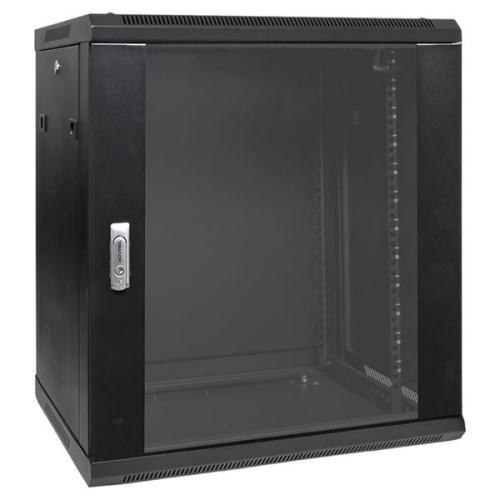 Шкаф настенный 19 TERACOM PRO 12U 600х450 мм дверь стеклянная с замком-ручкой чёрный | код TRP-WLL-1264-40B | EKF